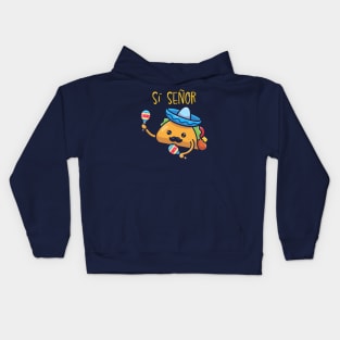 Si Senor Funny Kawaii Taco Kids Hoodie